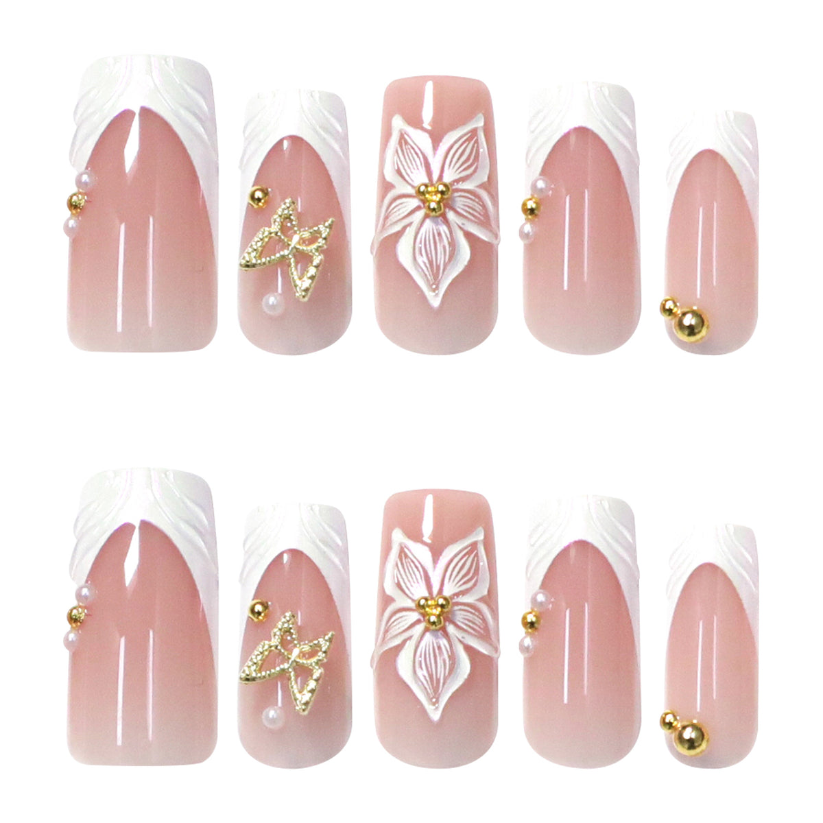 No.F619 Flower Fingernails Patch 24pcs/Set
