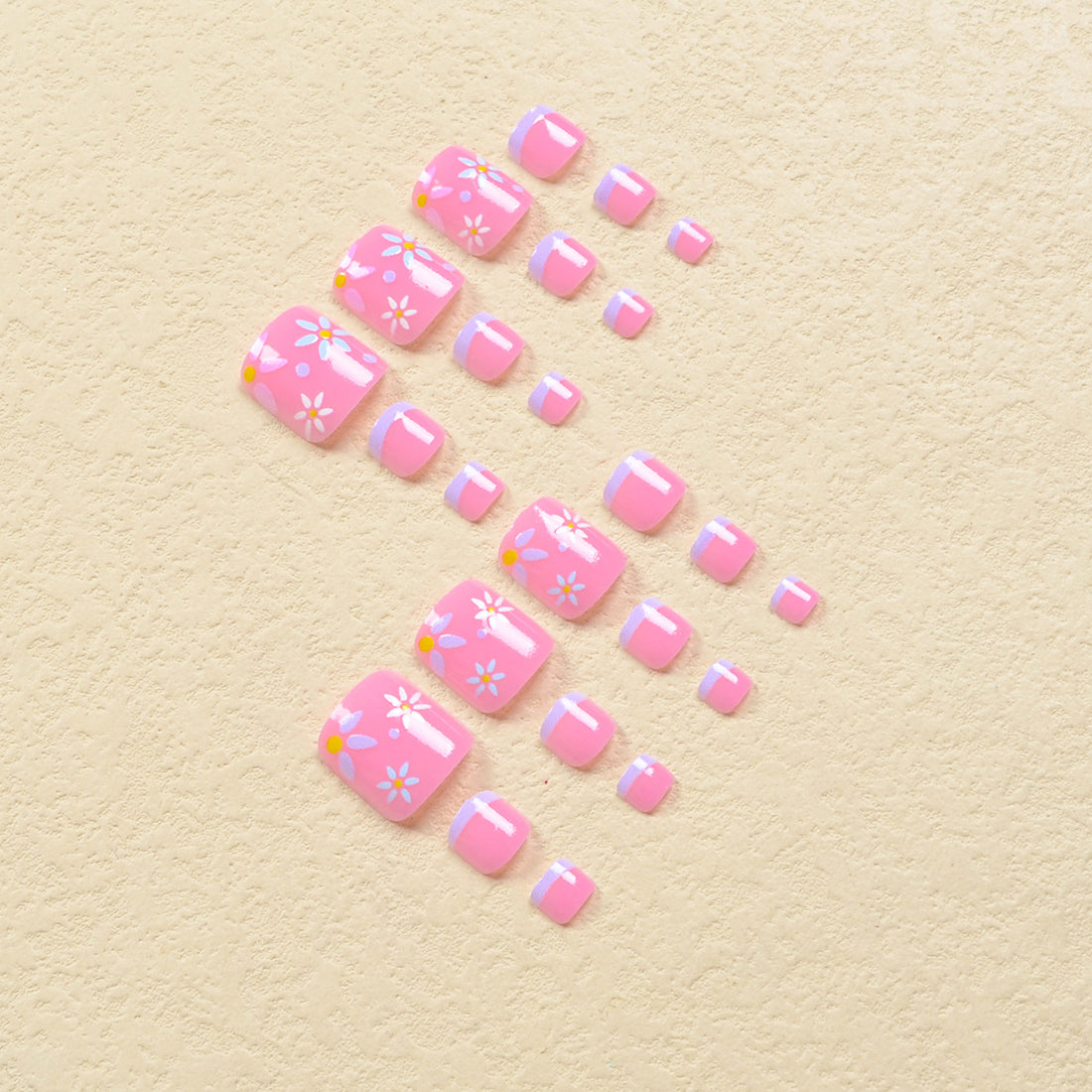 No.307 Pink Flower Toenail Patch 24pcs/Set