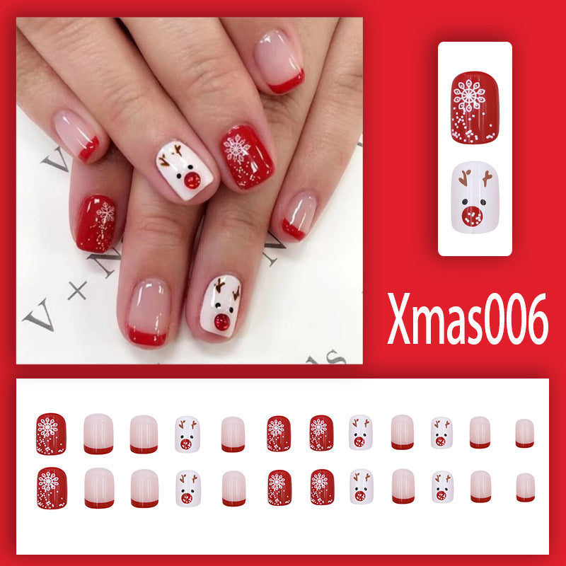 No.CM26 Christmas Snowflake Deer Fingernails Patch 24pcs/Set