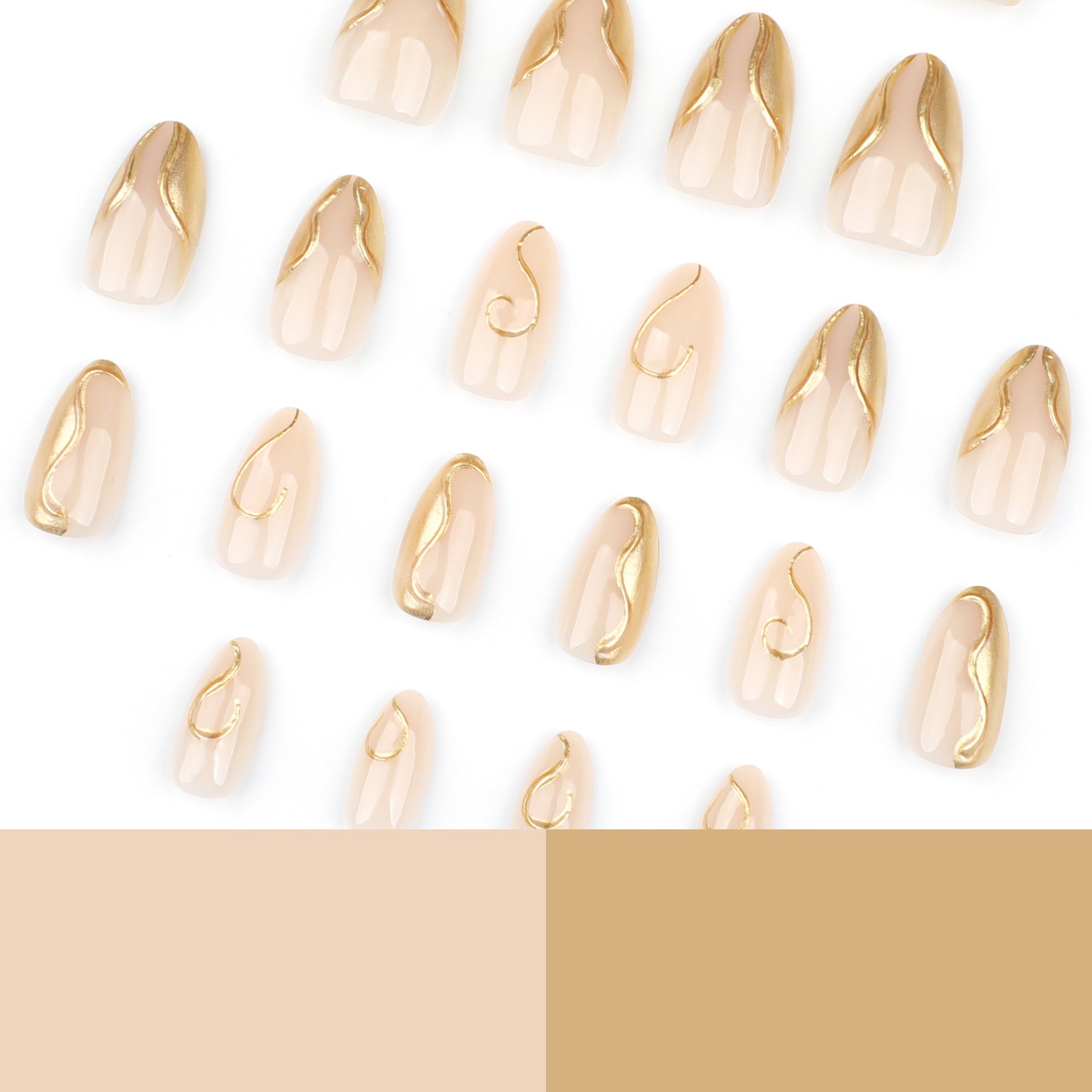 No.F512 3D Gold Irregular Fingernails Patch 24pcs/Set