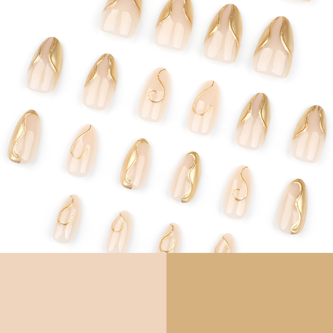 No.F512 3D Gold Irregular Fingernails Patch 24pcs/Set