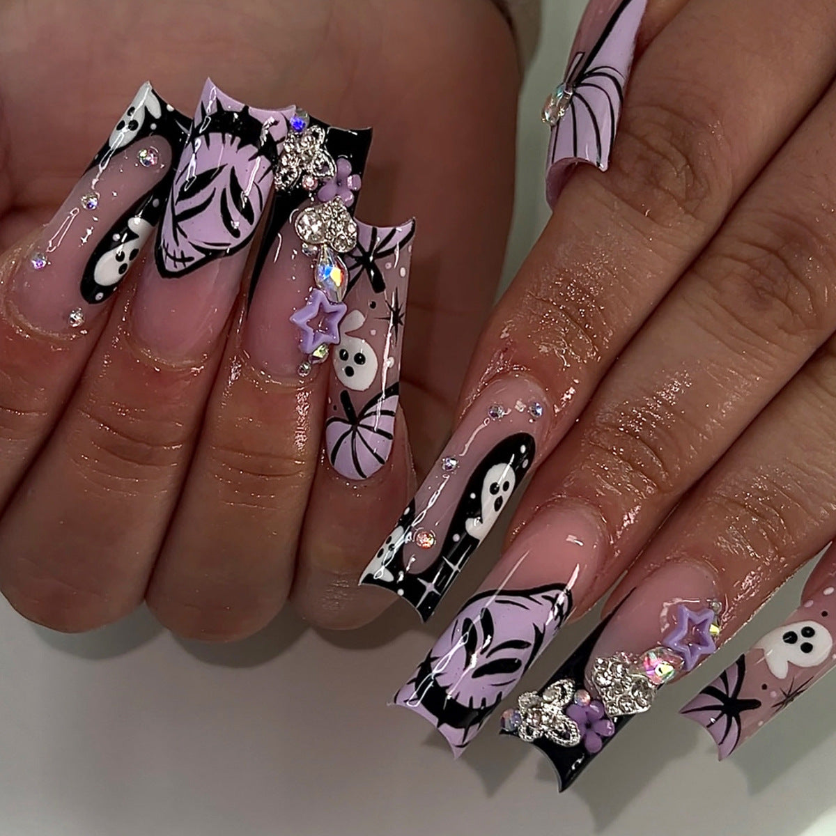 No.AW160 Halloween Purple Ghost Fingernails Patch 24pcs/Set
