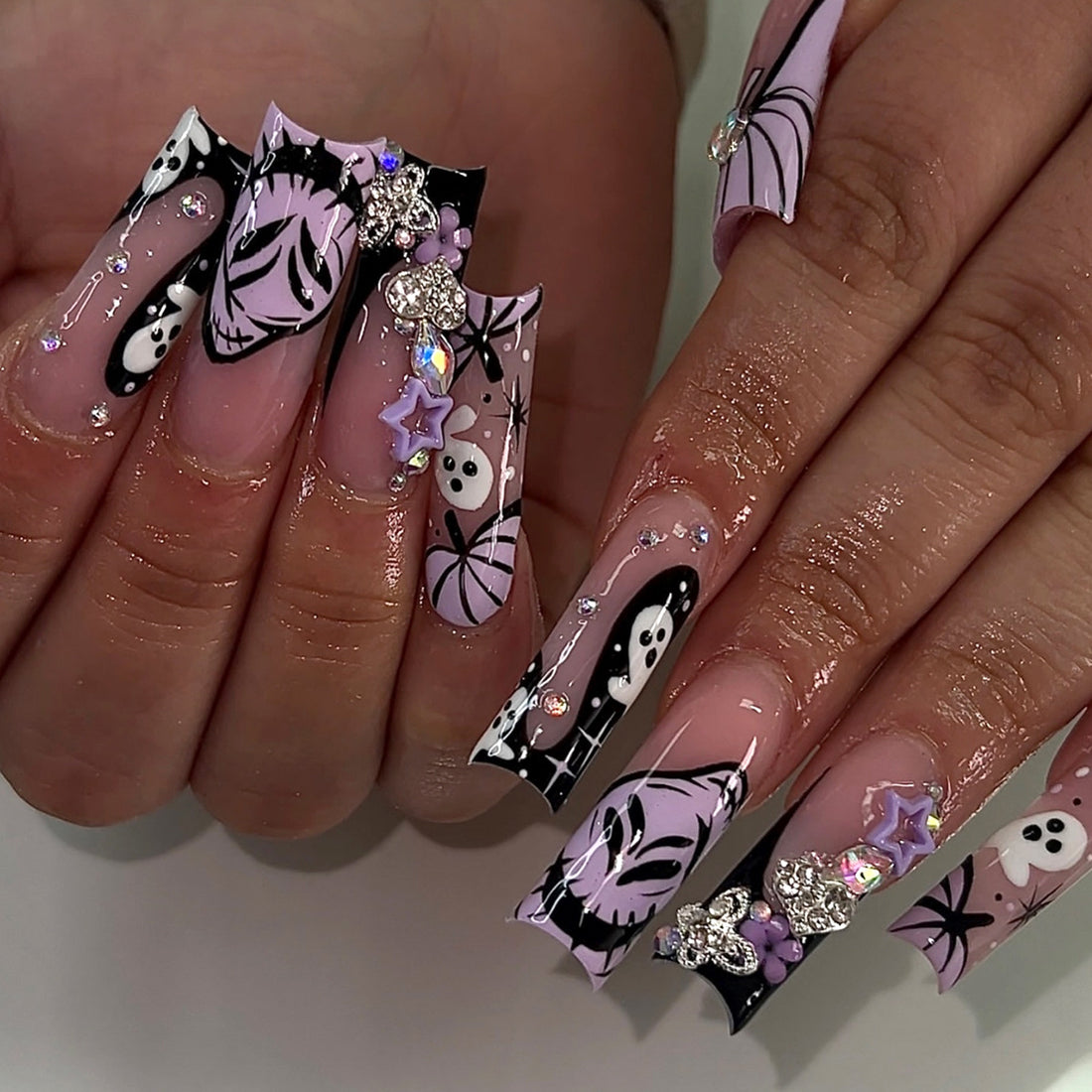 No.AW160 Halloween Purple Ghost Fingernails Patch 24pcs/Set