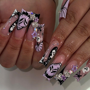 No.AW160 Halloween Purple Ghost Fingernails Patch 24pcs/Set