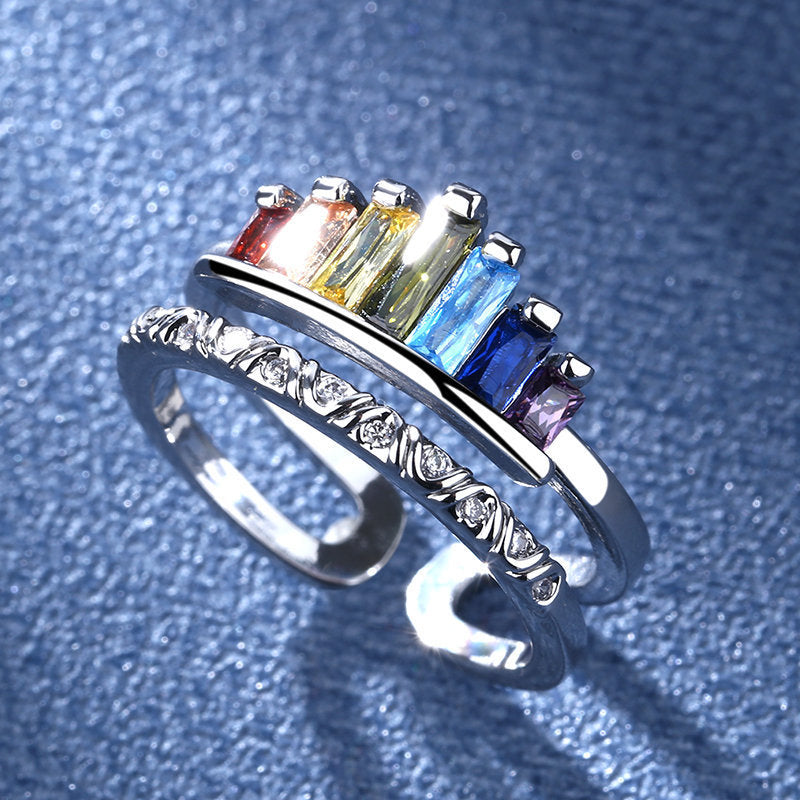 No.JR20 Rainbow Crown Ring 1pc/set