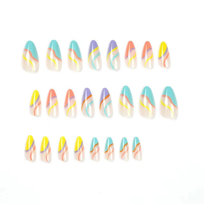 No.F339 Rainbow Lines Fingernails Patch 24pcs/Set