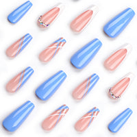 No.CM54 Christmas Blue Fingernails Patch 24pcs/Set