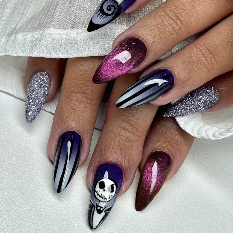 No.AW157 Halloween Cat's Eye Fingernails Patch 24pcs/Set