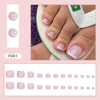 No.143 Cute Light Pink French Wear Toenails 24pcs/Set