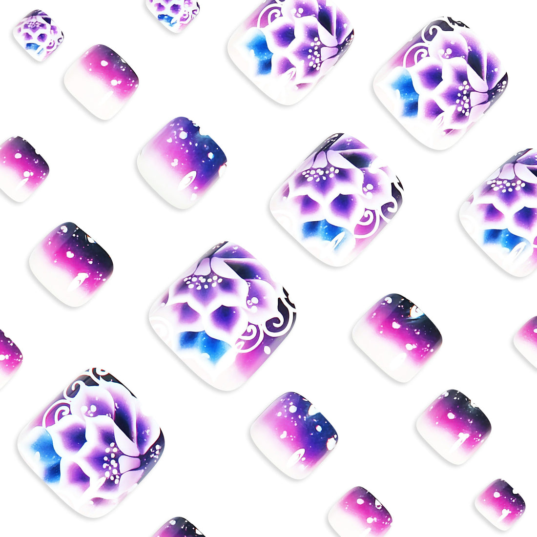 No.500 Purple Roses Toenails Patch 24pcs/Set