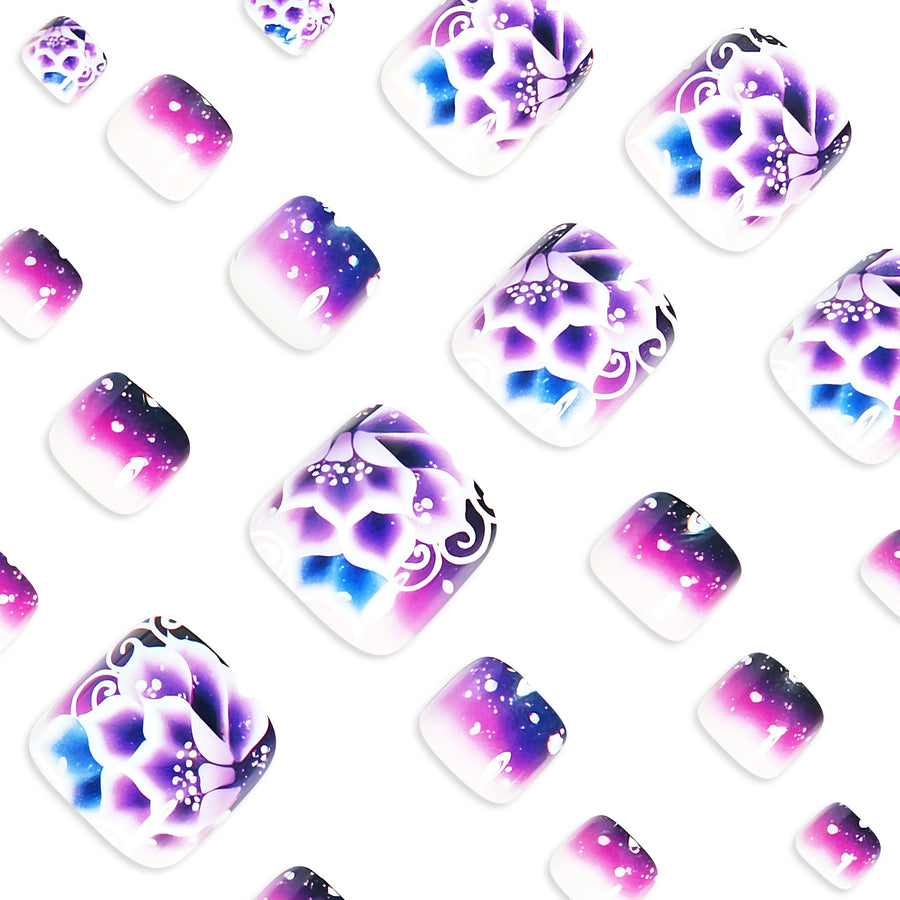 No.500 Purple Roses Toenails Patch 24pcs/Set