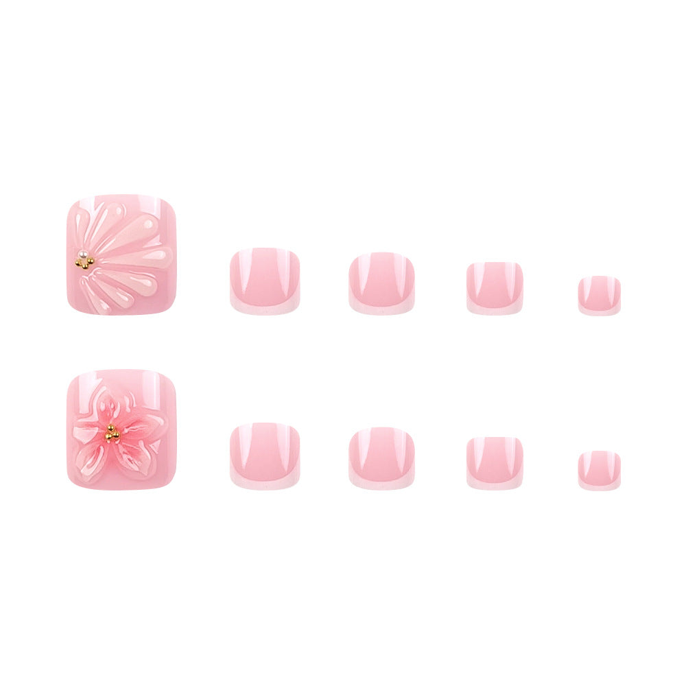 No.785 Pink Flower Toenails Patch 24pcs/Set