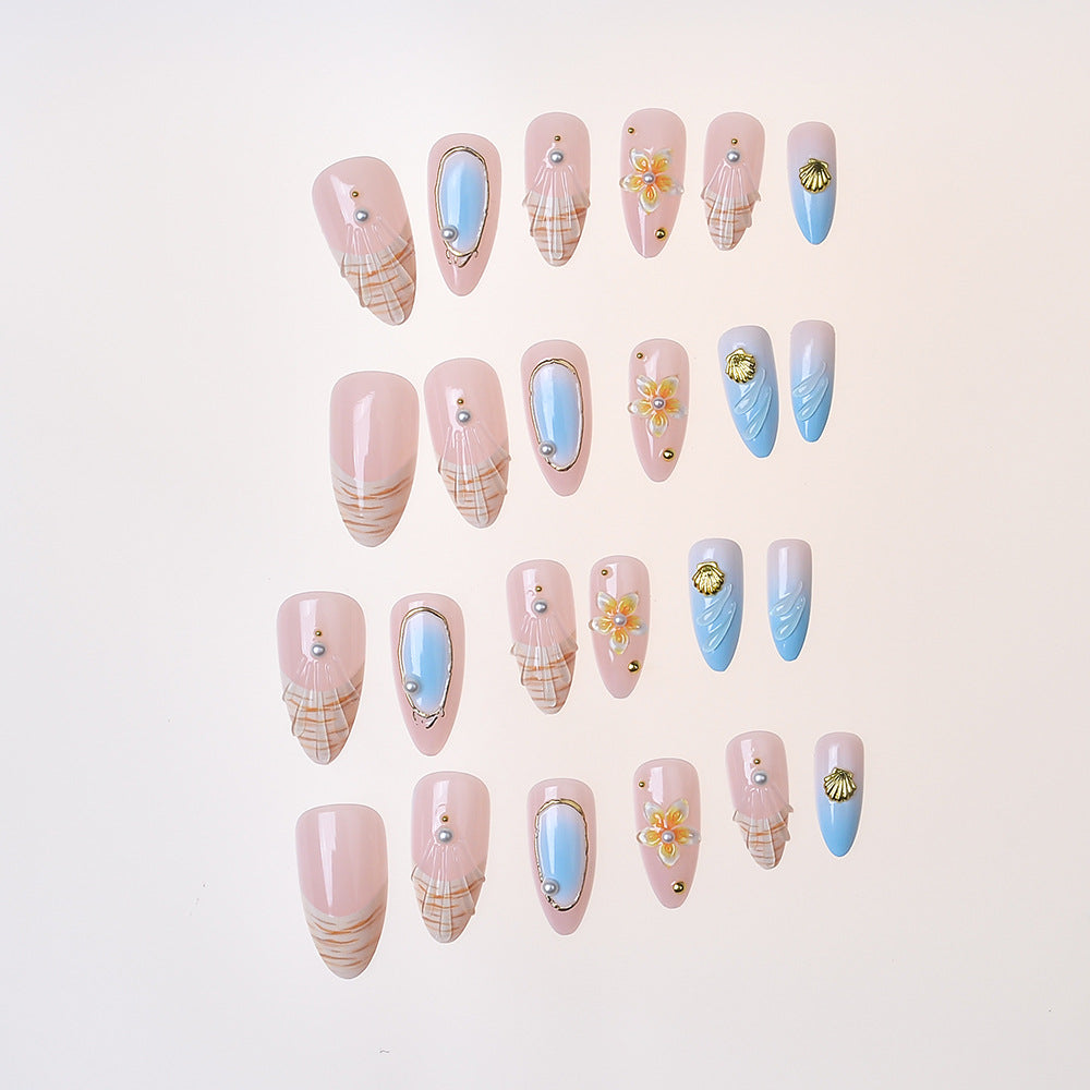 No.F593 Golden Seashell Fingernails Patch 24pcs/Set