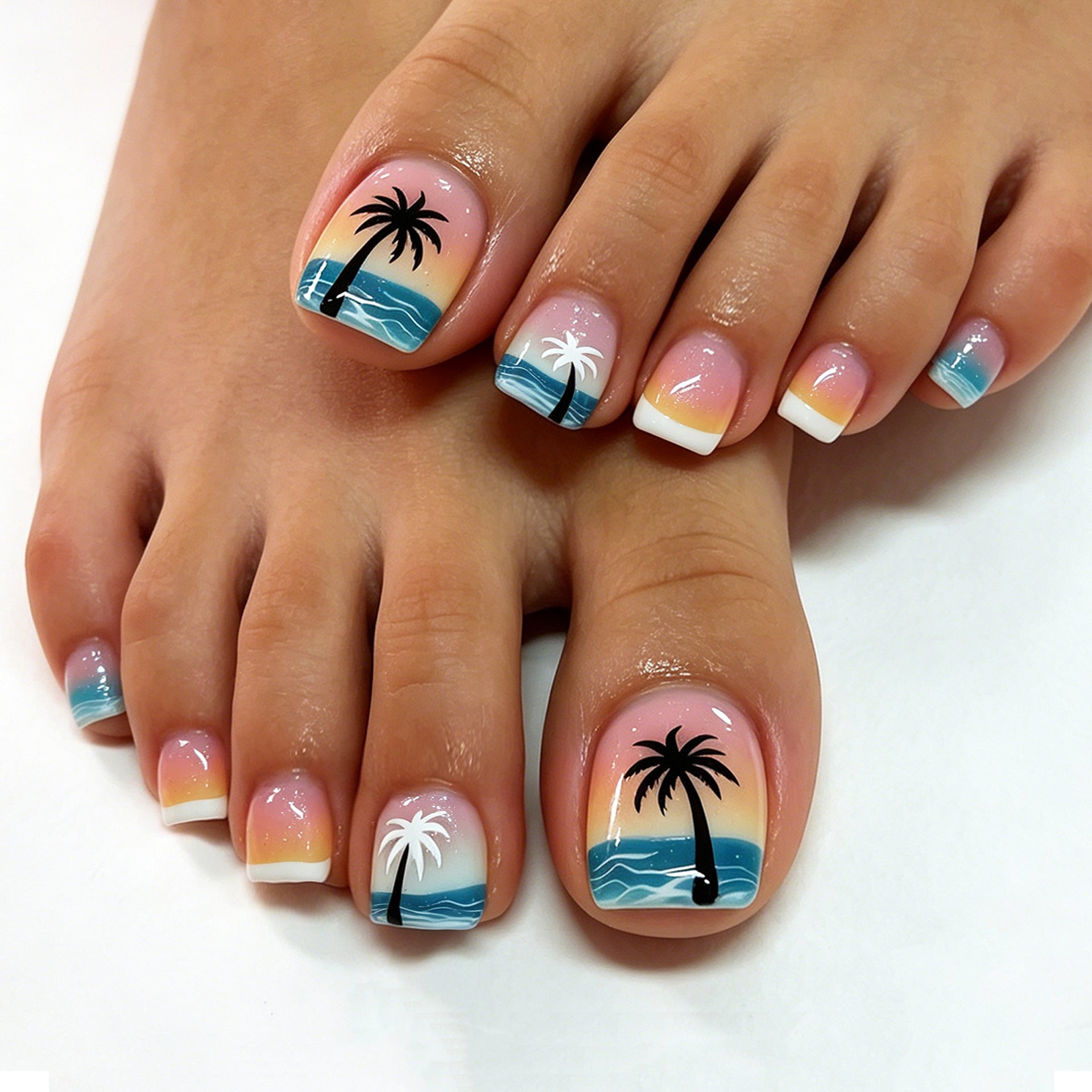 No.PSN207 Wave Coconut Tree Hand & Toe Pair Set-48pcs