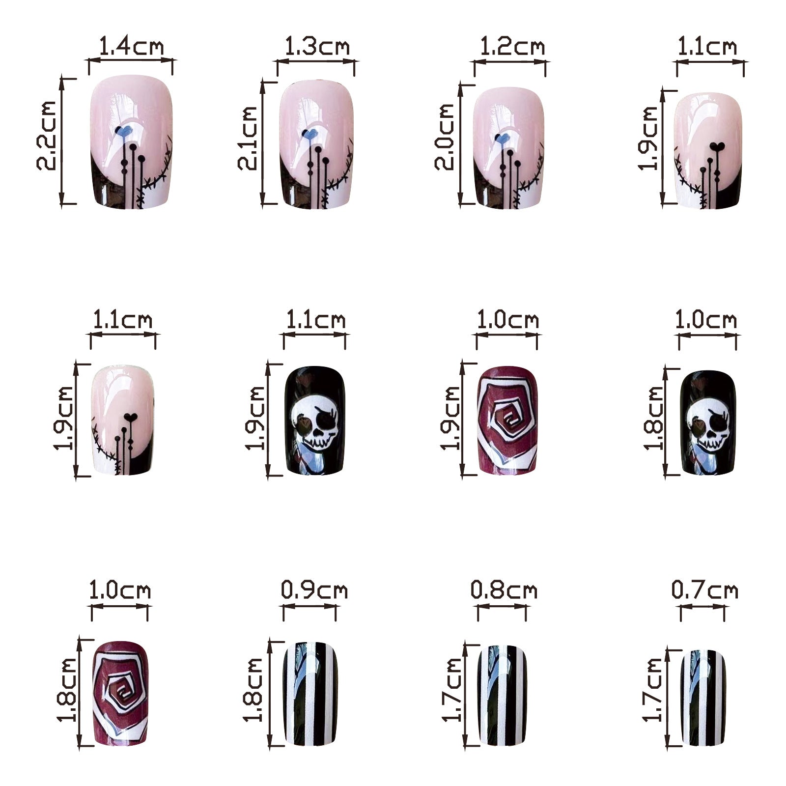 No.AW81 Halloween Black&White Fingernails Patch 24pcs/Set