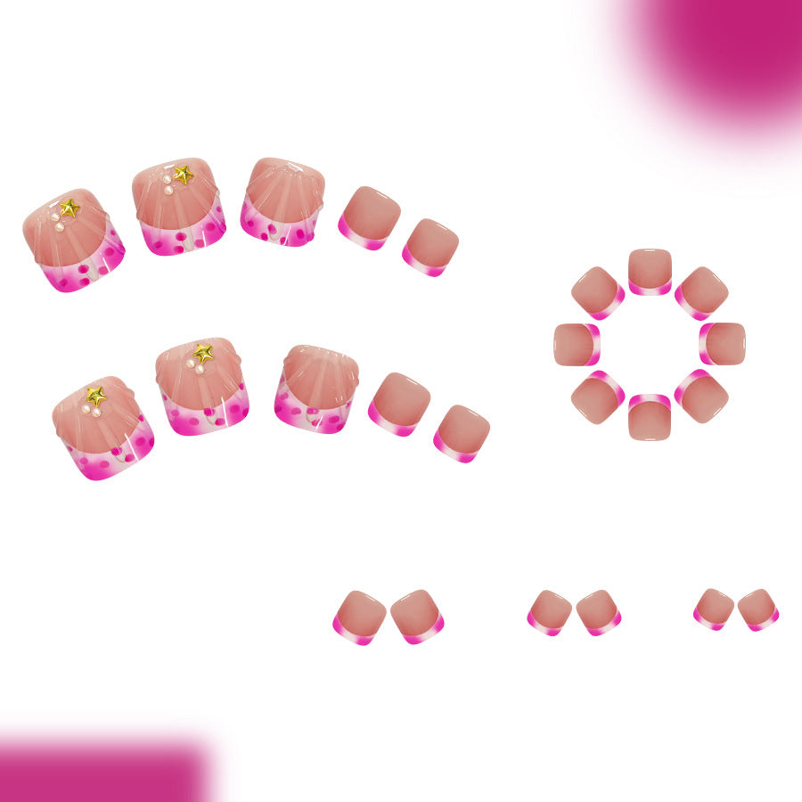 No.609 Rose Red Toenails Patch 24pcs/Set