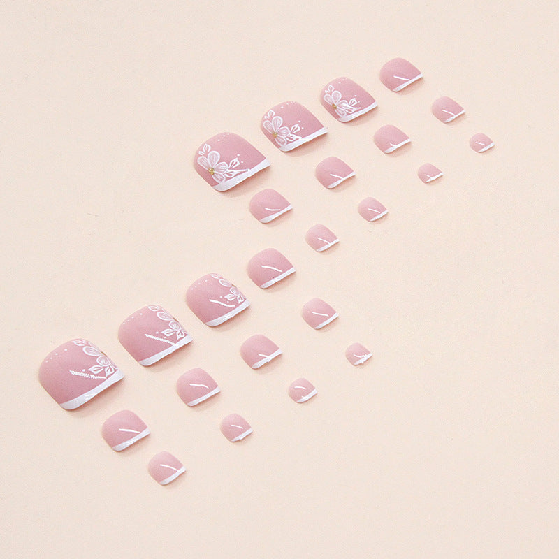 No.234 White Flowers Toenails Patch 24pcs/Set