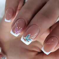 No.F43 Butterfly Line Mid-length Fingernails Patch 24pcs/Set