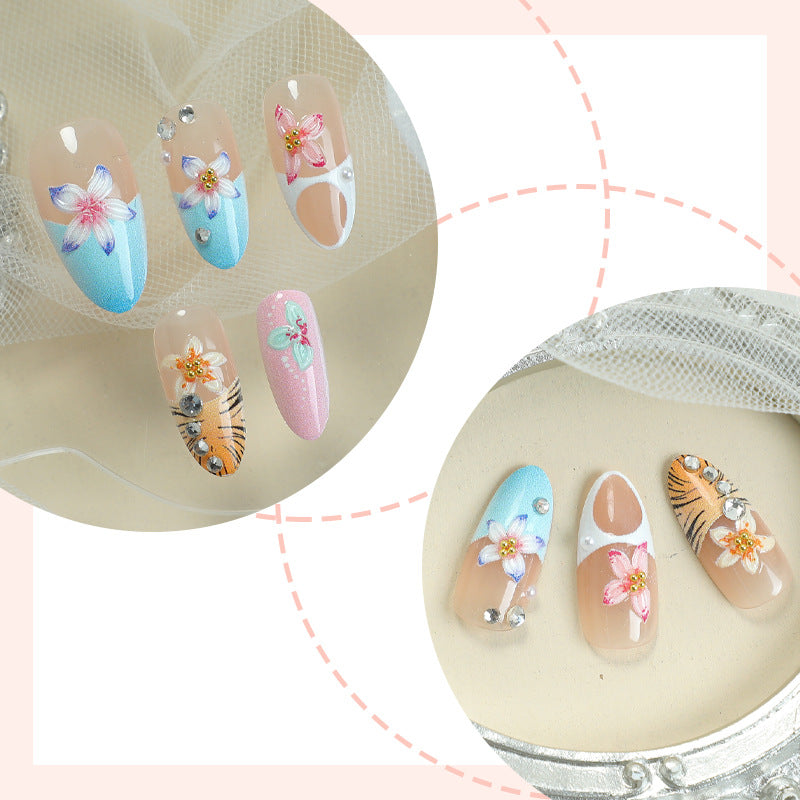 No.F408 Painted Flowers Fingernails Patch 24pcs/Set