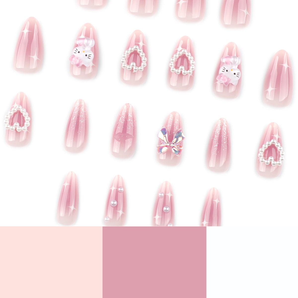 No.F428 Butterfly Love Heart Fingernails Patch 24pcs/Set