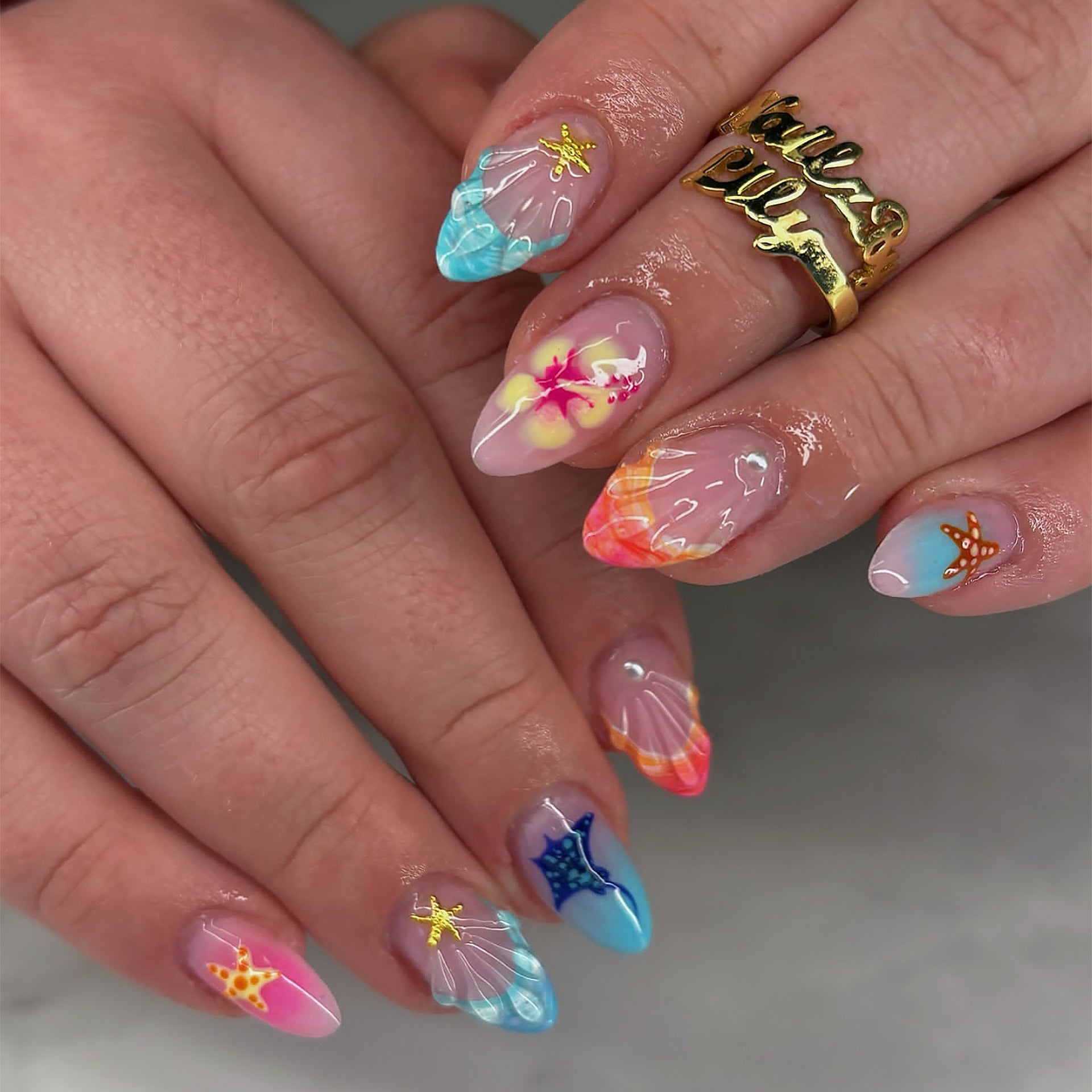 No.BH61 Beach Print Fingernails Patch 24pcs/Set