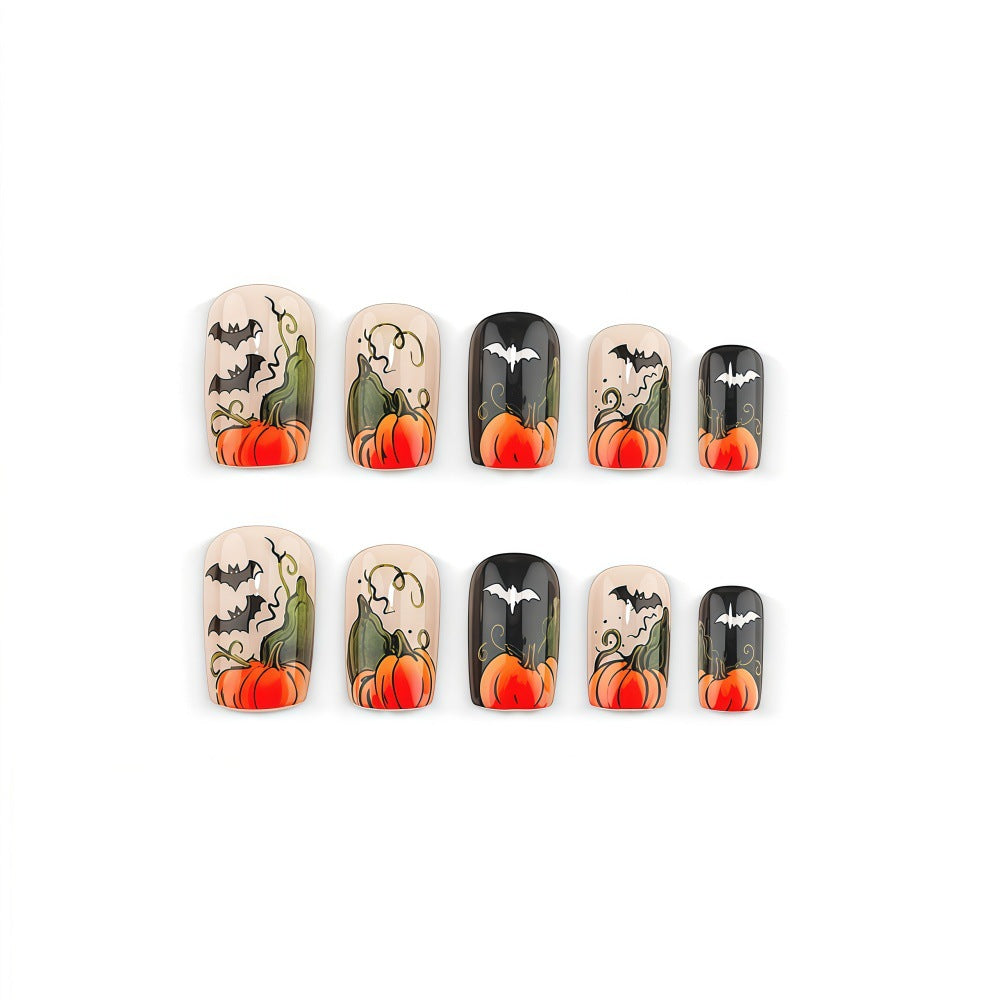 No.AW204 Halloween Pumpkin Dark Fingernails Patch 24pcs/Set