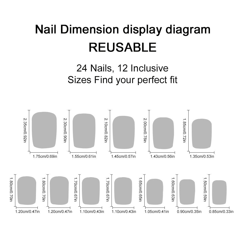 No.VN47 White Black Love Fingernails Patch 24pcs/Set