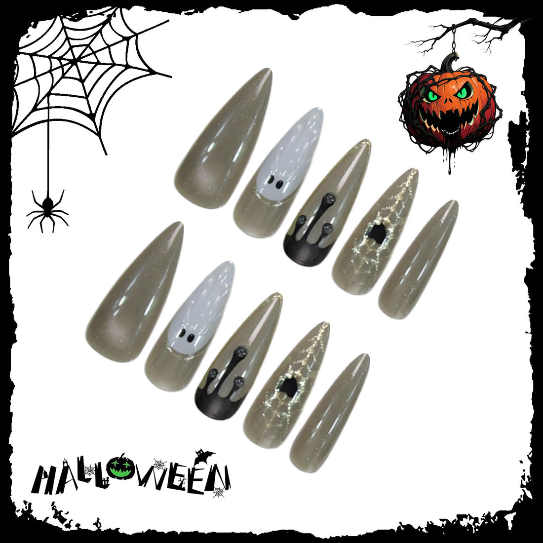 No.AW167 Halloween Ghost Fingernails Patch 24pcs/Set
