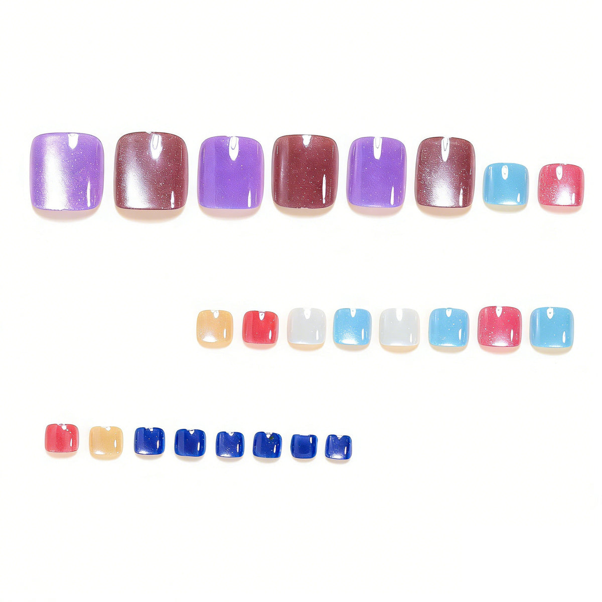 No.744 Colored Cat's Eye Toenails Patch 24pcs/Set