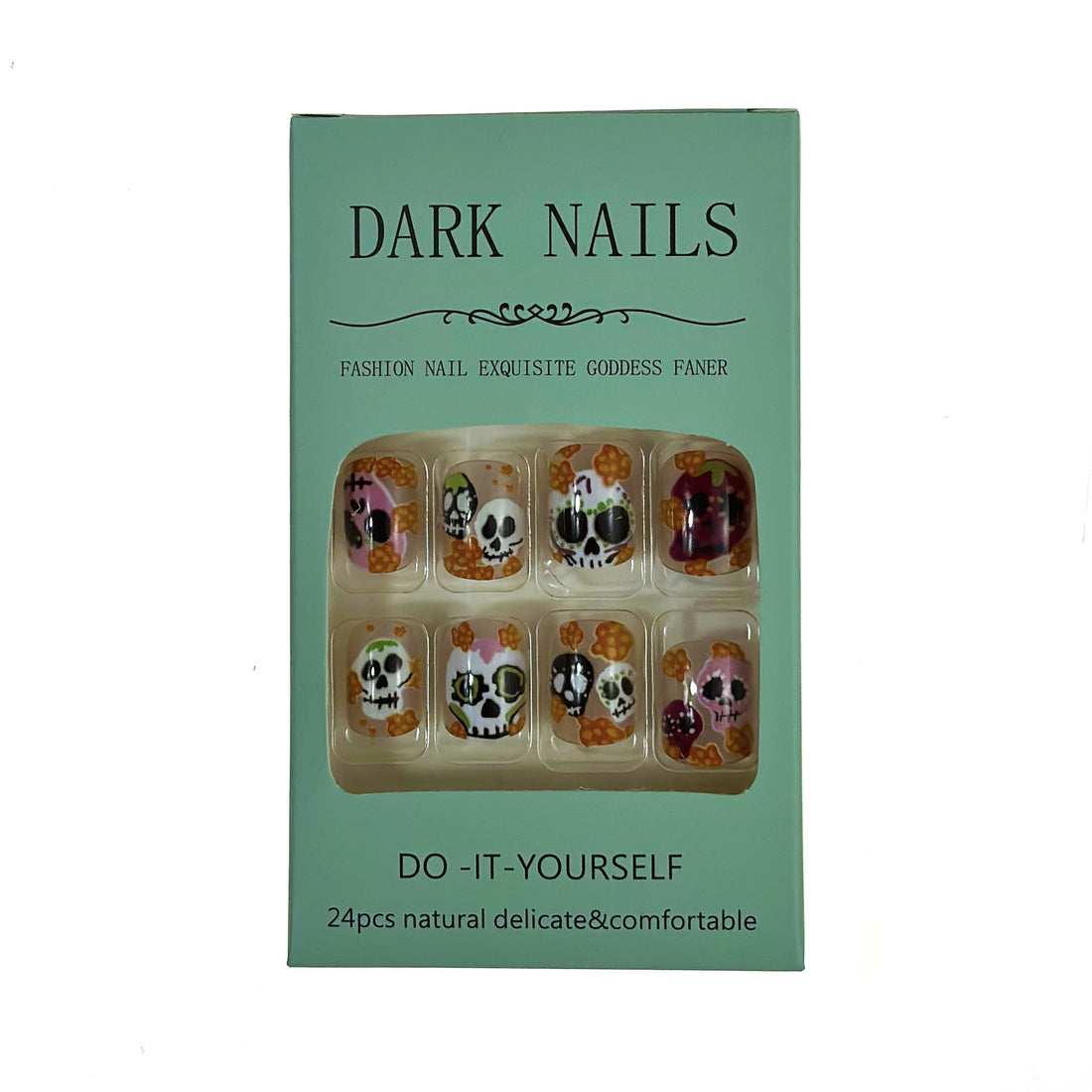 No.AW7 Halloween Colorful Skull Fingernails Patch 24pcs/Set