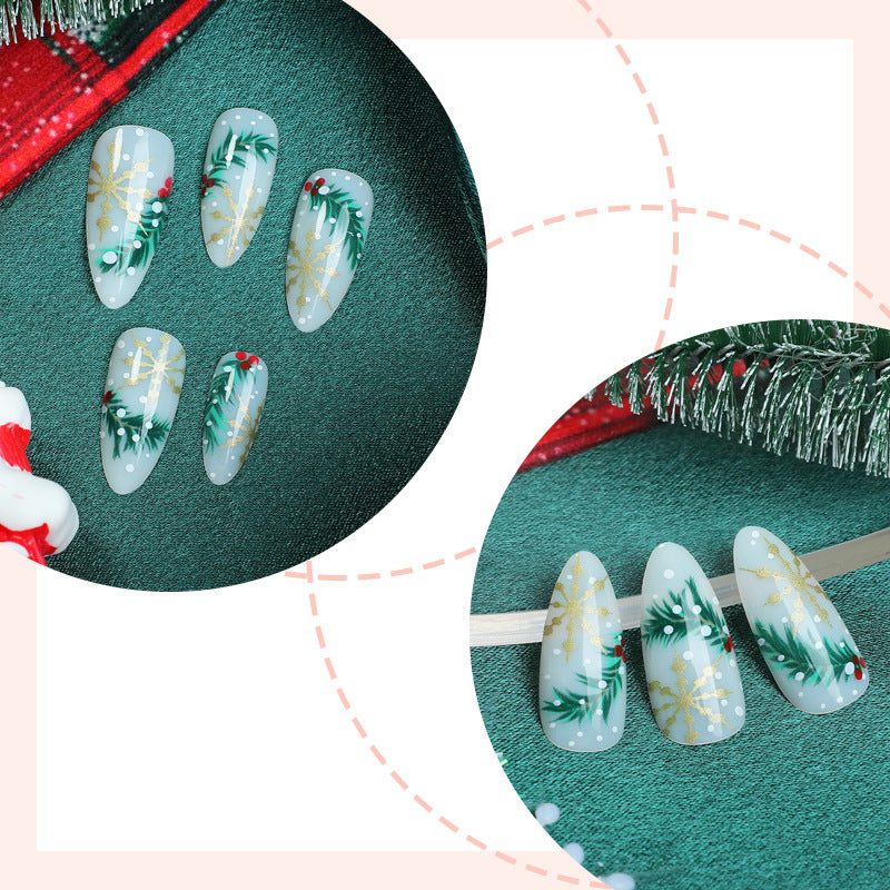 No.CM115 Christmas Green Tree Fingernails Patch 24pcs/Set