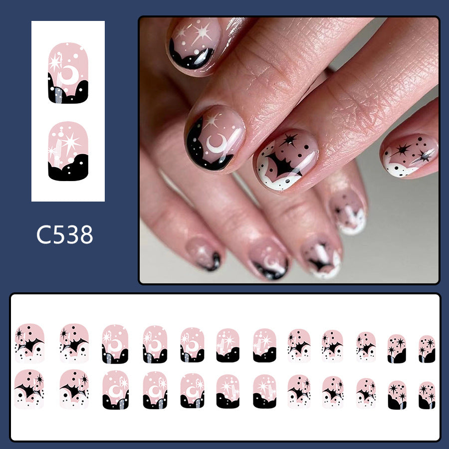 No.AW73 Halloween White Star&Moon Fingernails Patch 24pcs/Set