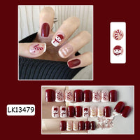 No.CM33 Christmas Red Fingernails Patch 24pcs/Set