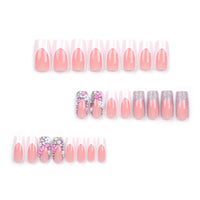 No.F131 Flower Diamond Covered Glitter Fingernails Patch 24pcs/Set