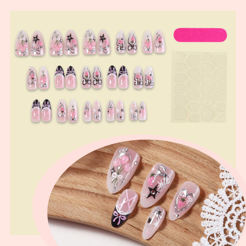 No.F604 Bow Cat's Eye Fingernails Patch 24pcs/Set