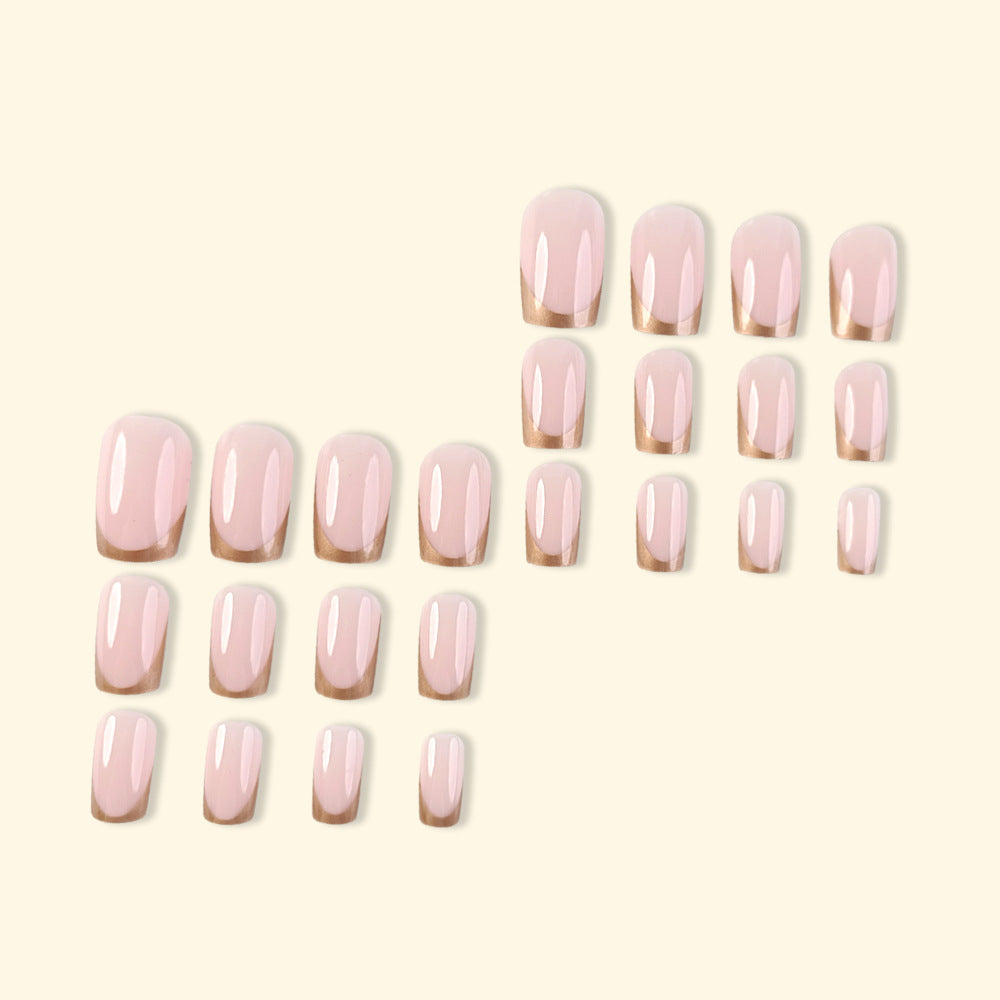 No.F42 Simple Gold Edge Short Fingernails Patch 24pcs/Set