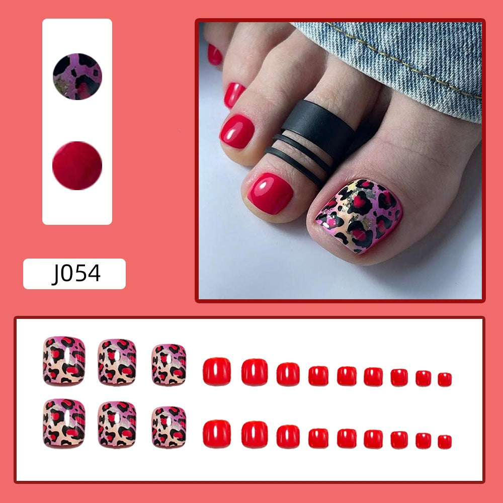 No.705 Leopard Heart Toenails Patch 24pcs/Set