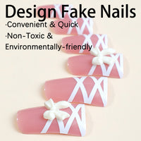 No.VN23 Lace Bow Fingernails Patch 24pcs/Set