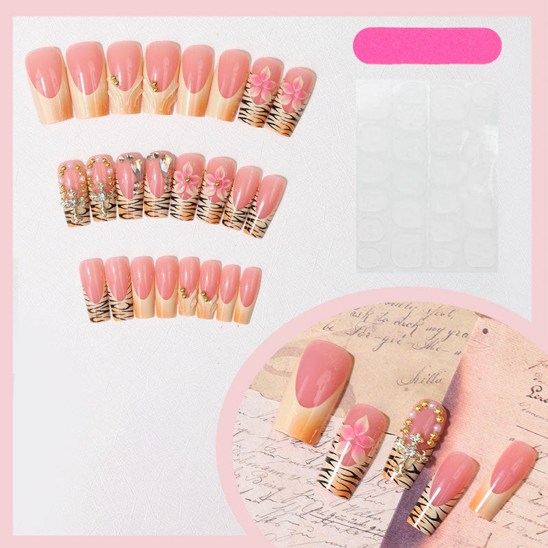 No.F710 Yellow Leopard Print Fingernails Patch 24pcs/Set