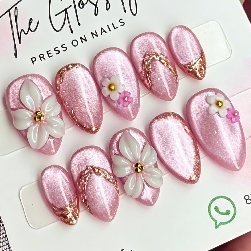 No.F739 Pink Cat's Eye Fingernails Patch 24pcs/Set