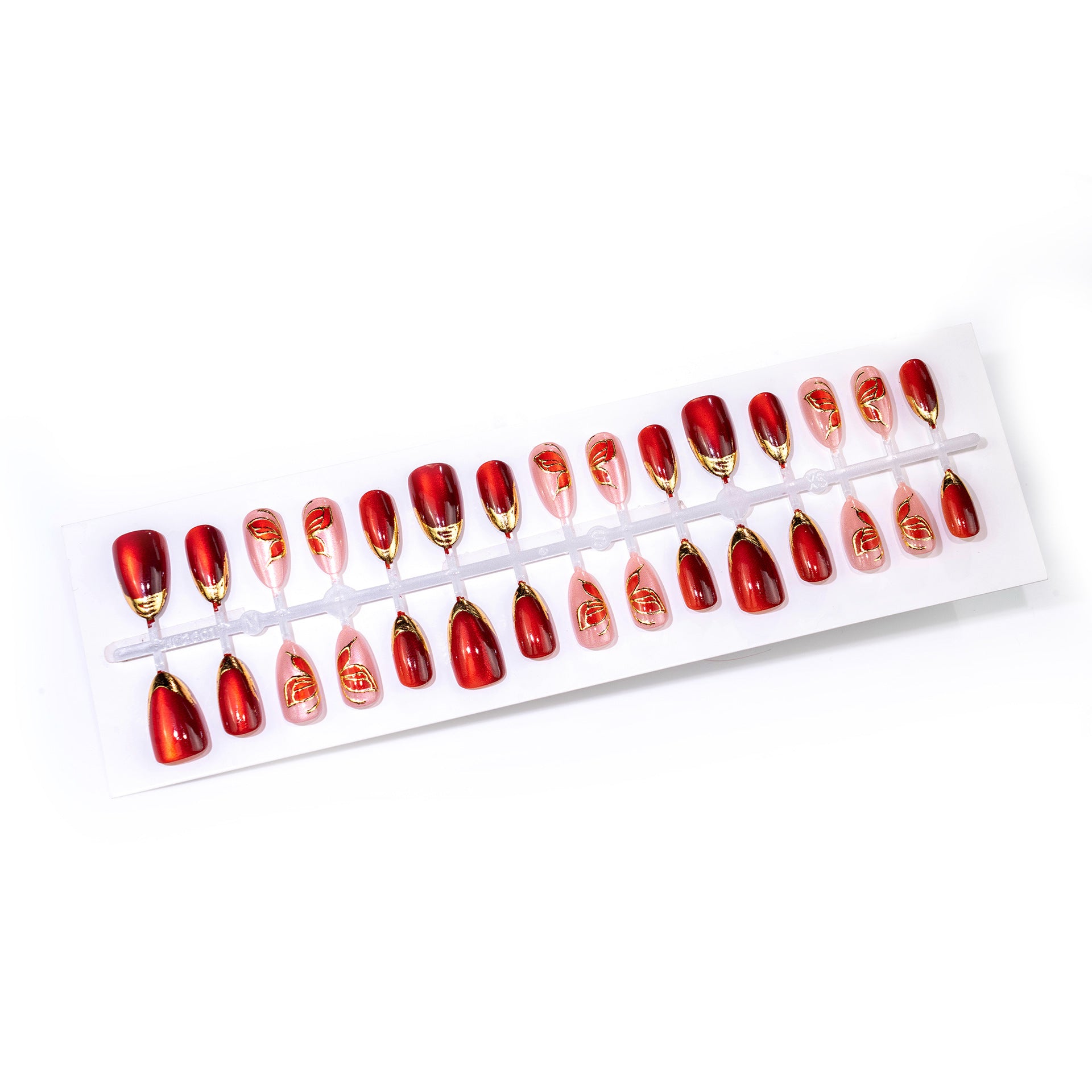 No.F855 Wine Red Cat's Eye Fingernails Patch 30pcs/Set