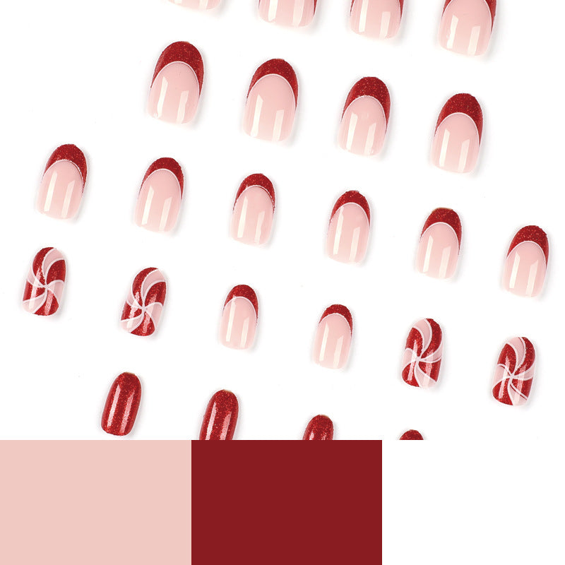 No.CM7 Christmas Red Glitter Fingernails Patch 24pcs/Set