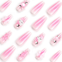 No.F136 Pink Cute Hello Kitty Fingernails Patch 24pcs/Set