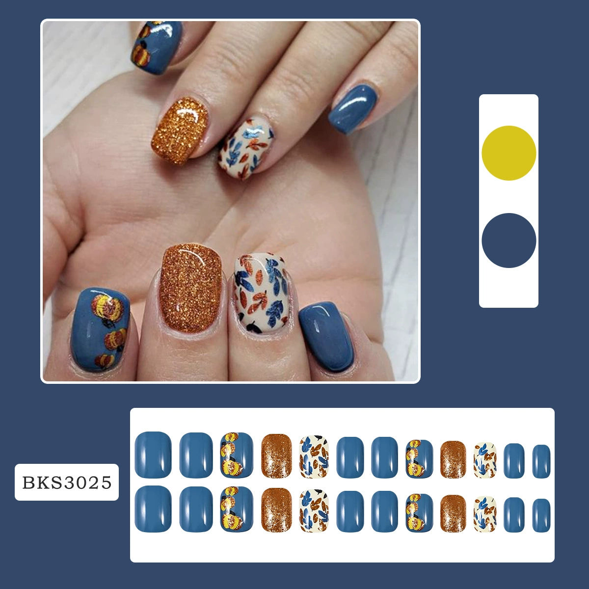 No.F260 Pumpkin Leaves Fingernails Patch 24pcs/Set