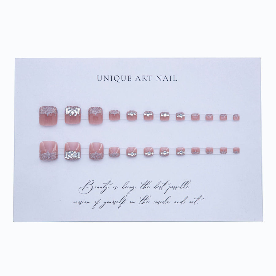 Pink Cat's eye Toenail 24pcs/Set