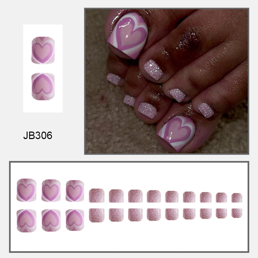 No.355 Love Glitter Toenails Patch 24pcs/Set