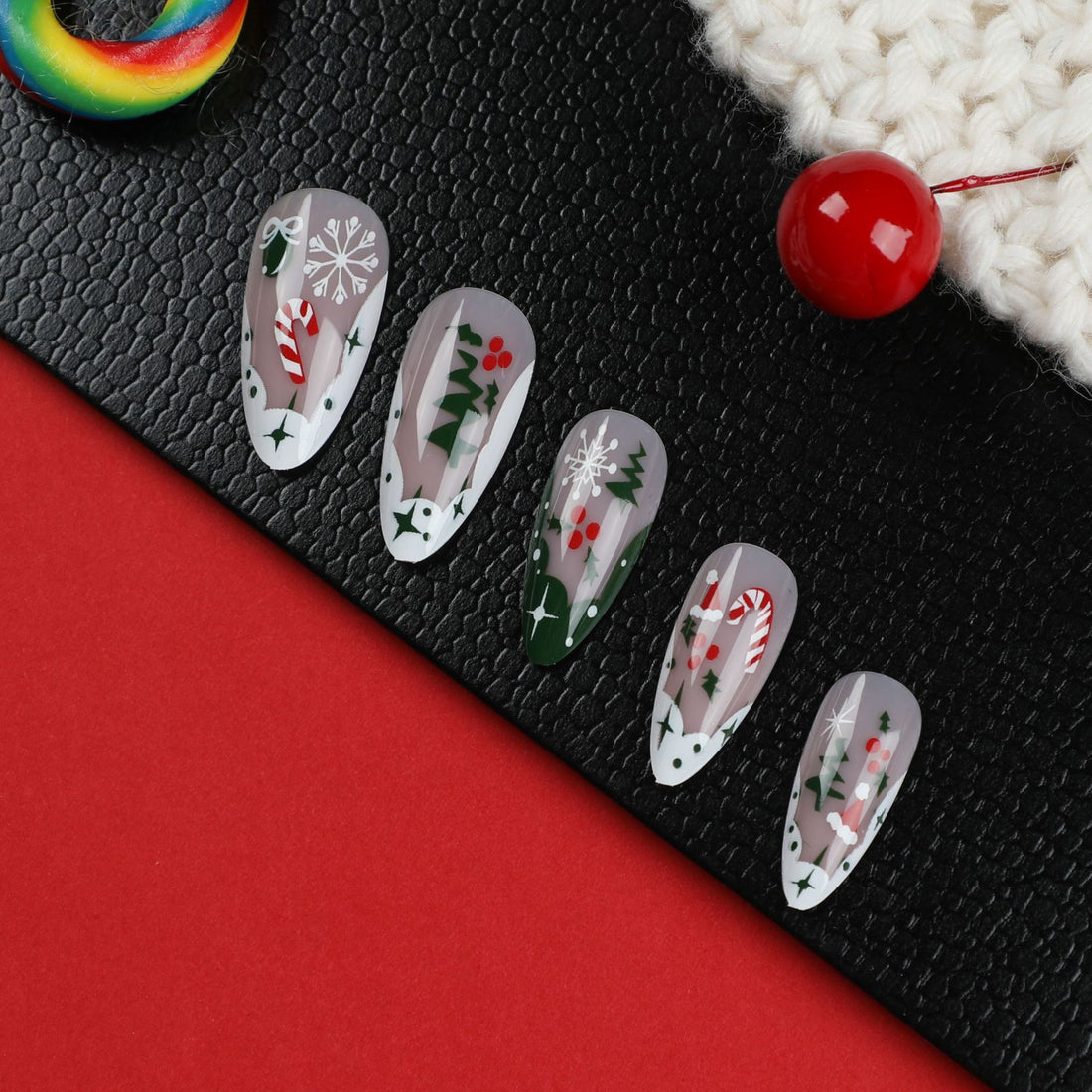 No.CM6 Christmas Snowflake Cane Fingernails Patch 24pcs/Set