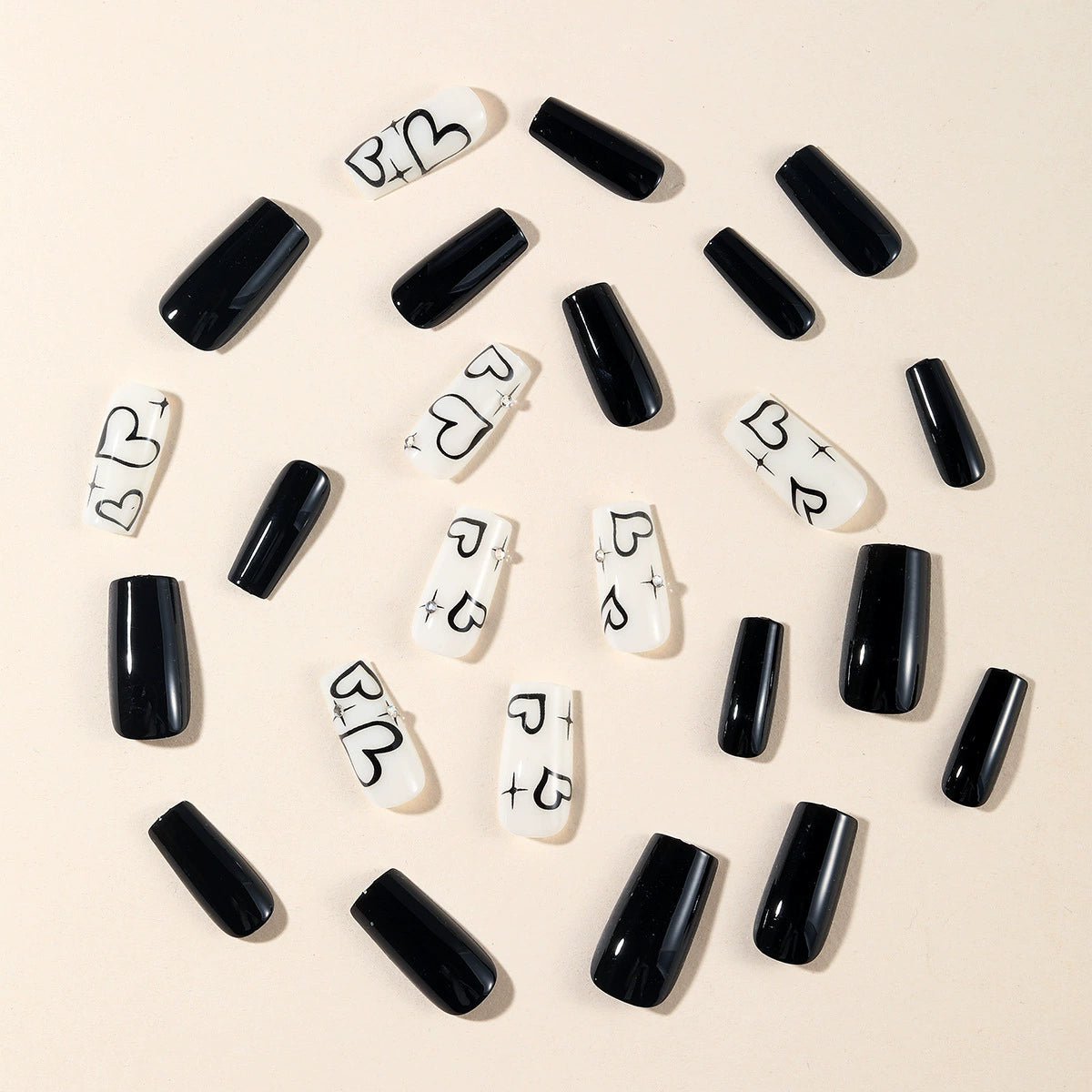 No.VN41 Black Love Fingernails Patch 24pcs/Set
