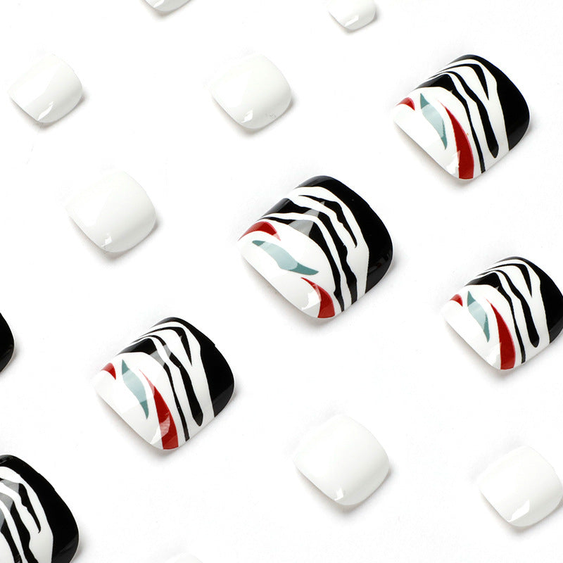 No.659 Black & White Toenails Patch 24pcs/Set