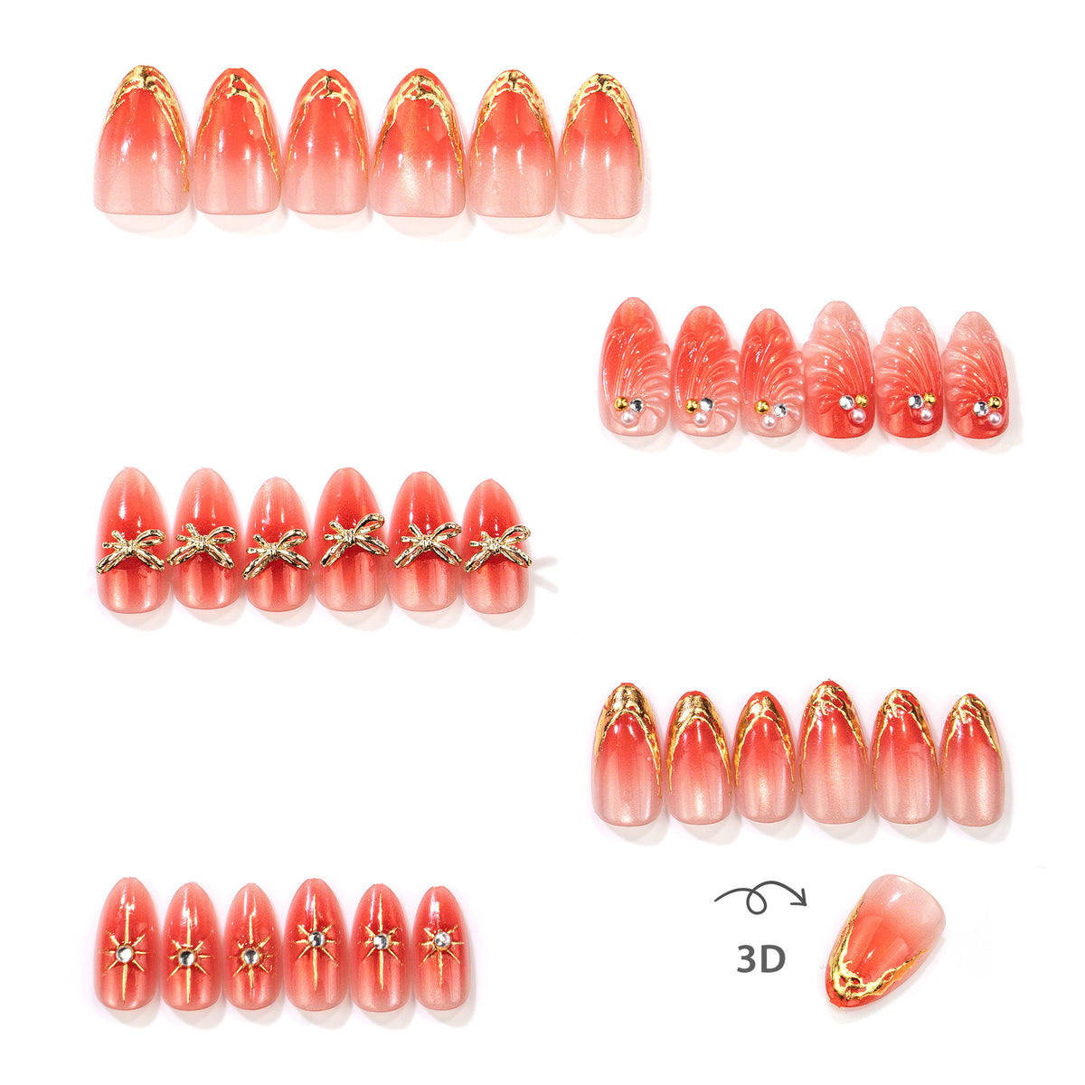 No.F716 Red Cat's Eye Fingernails Patch 24pcs/Set